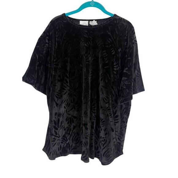 Bentley Burnout Floral Top 1X Black Whimsigoth Boho Western Goth Grunge Classic - Picture 1 of 10